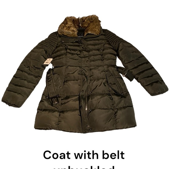 nwt Nanette Lepore winter coat xs long with faux fur detachable collar - Picture 3 of 10